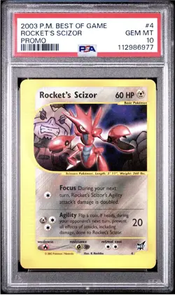 PSA 10 GEM MINT Pokemon Rocket's Scizor Best of Game Promo #4 2003 - Image 1