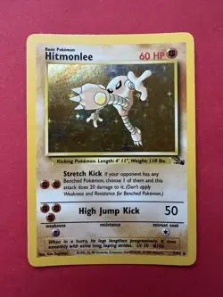 Hitmonlee Holo 7/62 Rare Fossil (1999) Pokemon TCG Card - Image 1