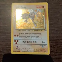 Pokemon TCG Hitmonlee Base Set Holo Fossil Card 7/62 - Image 1