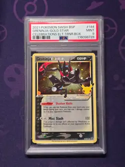 Pokemon Greninja TCG Gold Star Holo Card SWSH144 PSA 9 Celebrations Promo - Image 1