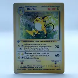 Pokemon TCG Karte - Raichu 14/102 Base Set 1st Edition Holo Deutsch Holo Rare - Image 1