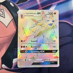 Pokemon TCG Lycanroc GX Rainbow Secret Rare Card Burning Shadows 155/147 - Image 1