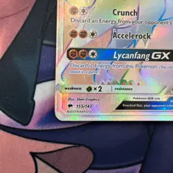 Pokemon TCG Lycanroc GX Rainbow Secret Rare Card Burning Shadows 155/147 - Image 4