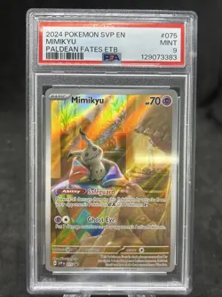 MIMIKYU 2024 POKEMON SVP PALDEAN FATES ETB PROMO #75 PSA 9 Mint TCG Card H2 - Image 1