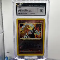 CGC 10 GEM MINT Entei 2001 Black Star Promos 34 Reverse Holo Swirl Pokemon Card - Image 1
