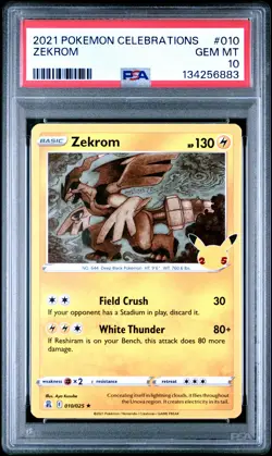 2021 POKEMON CELEBRATIONS #010 ZEKROM PSA 10 - Image 1