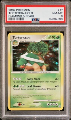 Pokemon PSA 8 Torterra Lv.45 #17 Holo Diamond and pearl 2007 English - Image 2