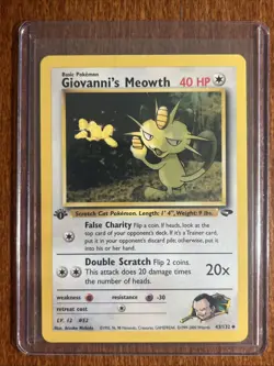 [NM/MINT] 2000 Pokemon Gym Challenge Giovanni's Meowth 1st Edition #43/132 - Image 1