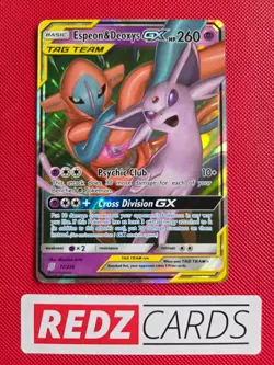 Espeon & Deoxys GX 72/236 Unified Minds TAG TEAM Pokemon Card NM - Image 1