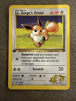 Lt. Surge's Eevee 51/132 Gym Challenge 1st Edition Uncommon Card Pokemon - Image 1