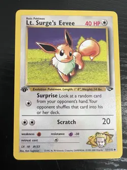 Pokemon TCG LT. Surge's Eevee 1st Edition 51/132 Gym Challenge Uncommon NM - Image 1