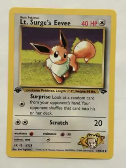 Lt. Surge's Eevee 51/132 Gym Challenge 1st Edition Uncommon Card Pokemon - Image 1
