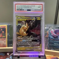 Pikachu & Zekrom GX 33/181 Holo PSA 9 Mint Team-Up Card - Image 1