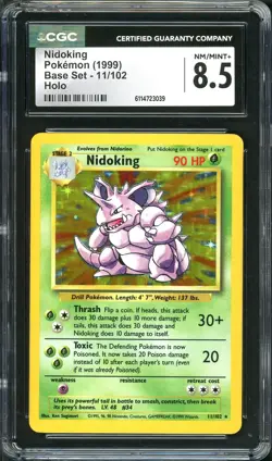 CGC 8.5 Nidoking 1999 Base 11/102 Holo Pokemon Card NM/MINT+ psa - Image 1