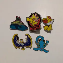 Official Pokemon Pins Lot Manaphy Lunala Fennekin Snorlax Vmax & Pikachu Badges - Image 1
