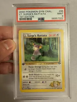 2000 Pokemon - 1st Edition Lt. Surge’s Rattata Gym Challenge 85/132 PSA 9 Mint! - Image 2