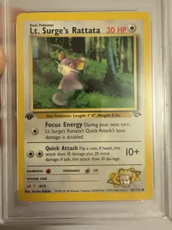 2000 Pokemon - 1st Edition Lt. Surge’s Rattata Gym Challenge 85/132 PSA 9 Mint! - Image 3