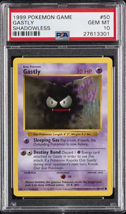 1999 POKEMON BASE SET SHADOWLESS #50 GASTLY PSA 10 - Image 1