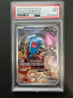TEAM ROCKET'S WOBBUFFET #203 Pokemon Destined Rivals ETB Promo PSA 9 Mint - Image 1