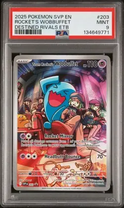TEAM ROCKET'S WOBBUFFET #203 Pokemon Destined Rivals ETB Promo PSA 9 Mint *ke - Image 1