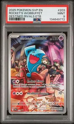 TEAM ROCKET'S WOBBUFFET #203 Pokemon Destined Rivals ETB Promo PSA 9 Mint * ke - Image 1