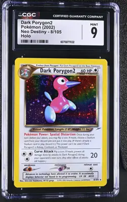 CGC 9 MINT Dark Porygon2 2002 Neo Destiny 8/105 Holo SWIRL Pokemon Card - Image 1