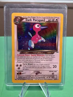 [MP+] 2002 Pokemon Neo Destiny Dark Porygon2 Unlimited #8/105 Holo **SWIRL** - Image 1