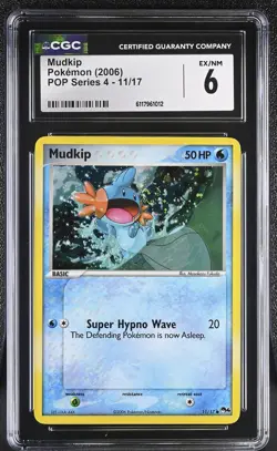 CGC 6 Mudkip 2006 POP Series 4 11/17 Holo SWIRL Pokemon Card - Image 1