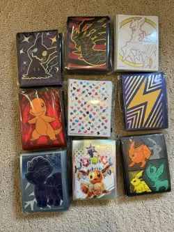 Pokemon TCG Card Sleeve Lot 9 NINE ETB 60 Sleeve Packs - Image 1