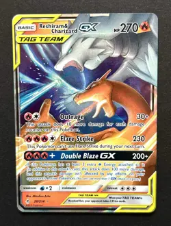 Pokemon Card - Reshiram & Charizard (Full Art) GX 20/214 Sm-Unbroken Bonds Holo - Image 1