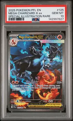 2025 POKEMON PFL EN-PHANTASMAL FLAMES #125 MEGA CHARIZARD X EX PSA 10 - Image 1