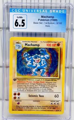 Pokemon TCG Machamp Base Set 8/102 Holo 1st Edition Holo Rare - CGC 6.5 EX/NM+ - Image 1