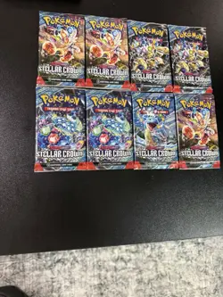 Pokemon TCG Scarlet & Violet Stellar Crown Booster Packs Lot of 9 - Factory Seal - Image 1