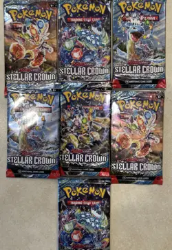 Pokemon TCG Scarlet And Violet Stellar Crown Sealed Booster Packs Lot Of 7 NEW - Image 1
