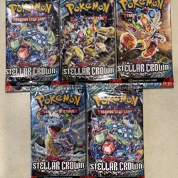 Pokemon TCG Scarlet And Violet Stellar Crown Sealed Booster Packs Lot Of 5 - Image 2