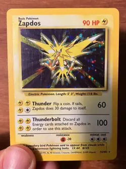 Zapdos Base Set Holo Legendary Rare Pokemon TCG 16/102 LP Condition Vintage - Image 4
