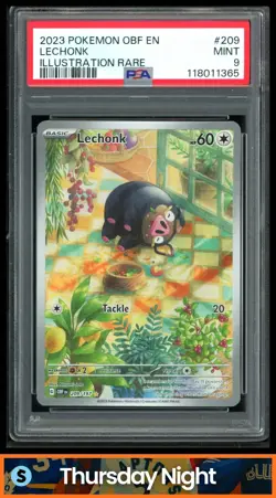 2023 POKEMON SV OBSIDIAN FLAMES - OBF #209/197 LECHONK ILLUSTRATION RARE PSA 9 - Image 1