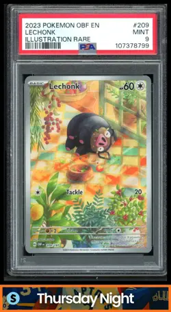 2023 POKEMON SV OBSIDIAN FLAMES - OBF #209/197 LECHONK ILLUSTRATION RARE PSA 9 - Image 1