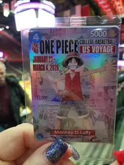 One Piece Monkey D. Luffy US Voyage College Basketball Card Rutgers IN HAND - Image 1
