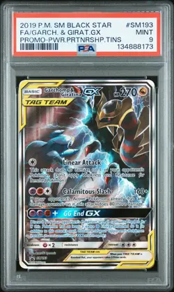 2019 POKEMON SM BLACK STAR PROMO #SM193 FULL ART/GARCHOMP & GIRATINA GX PSA 9 - Image 1