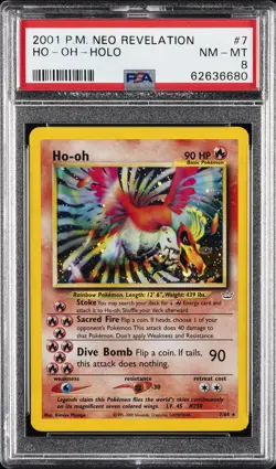 2001 POKEMON NEO REVELATION #7 HO-OH-HOLO PSA 8 - Image 1