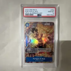 One Piece CCG Portgas D. Ace OP08-052 Two Legends Foil Alternate Art PSA 10 - Image 1
