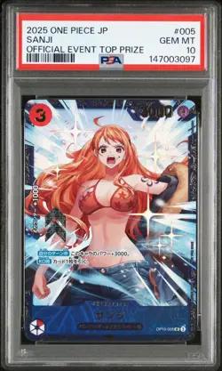 PSA 10 ONE PIECE Sanji OP10-005 Japanese Flagship 2025 TOP PRIZE PROMO - Image 1
