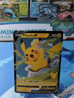 Pikachu V SWSH143 Black Star Promos Stamped Celebrations Holo Pokemon 2021 NM - Image 1