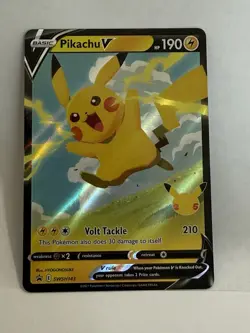 Pokemon Pikachu v TCG SWSH143 Celebrations Card Promo Mint Condition - Image 1