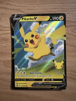2021 Pokemon Celebrations Pikachu V SWSH143 Full Art Black Star Promo Holo - NM - Image 1