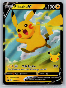 2021 Pokemon Celebrations Pikachu V SWSH143 Full Art Black Star Promo Holo - NM - Image 1