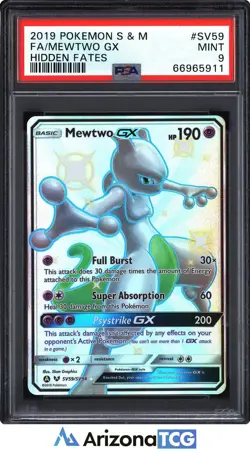 Pokemon 2019 Mewtwo GX SV59 Full Art Shiny Vault Hidden Fates PSA 9 - Image 1