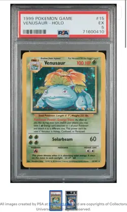 Pokemon Venusaur 15/102 Base Set Holo Rare PSA 5 - Image 2