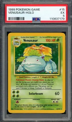 PSA 5 Venusaur (Unlimited) Base Set 15/102 Holo Pokemon Card B13 - Image 1